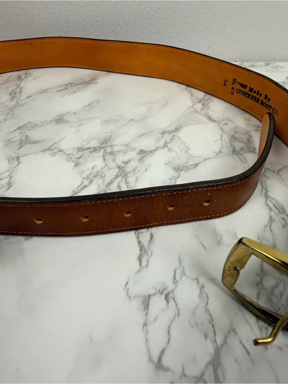 Lucchese boot co leather brown belt size 34